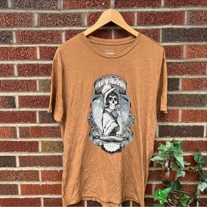 RVCA Carmel Black and White Skeleton Woman Short Sleeve Tee Shirt